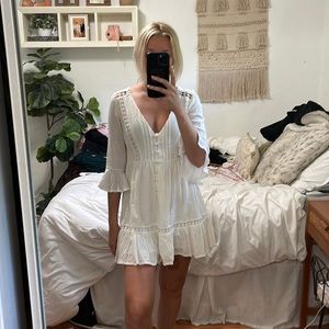 White flowy long sleeve dress